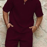 Men's Summer Two Piece Set | Textured, Shirt & Shorts