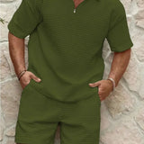 Men's Summer Two Piece Set | Textured, Shirt & Shorts