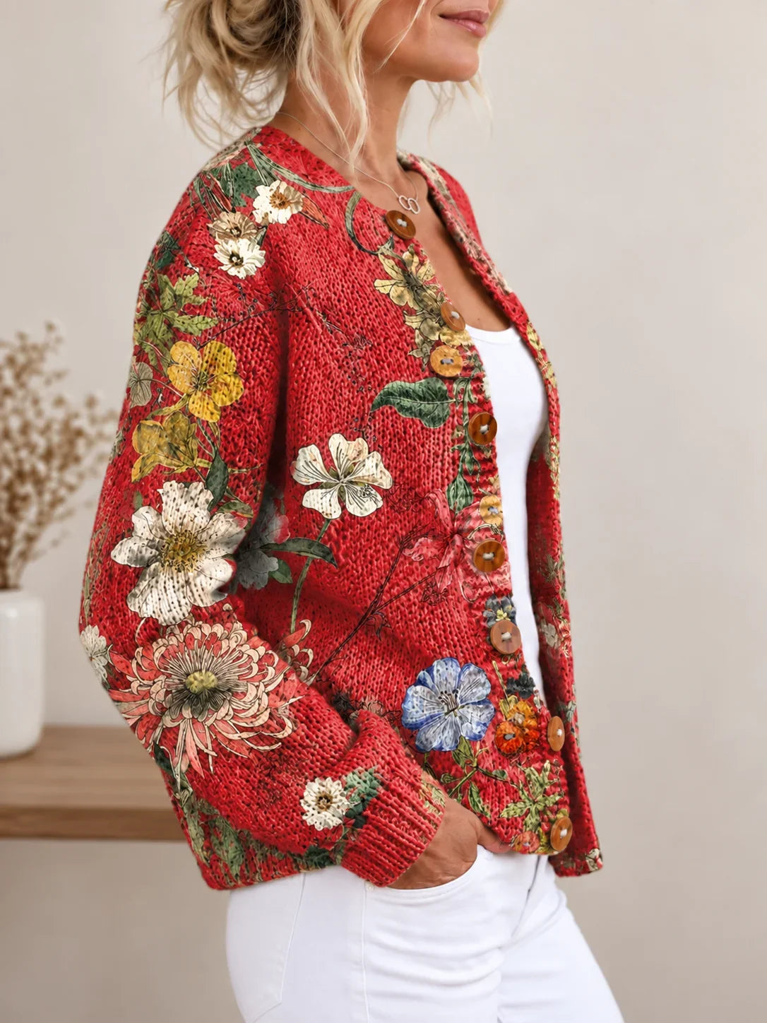 Tessa — Vintage Floral Knit Cardigan