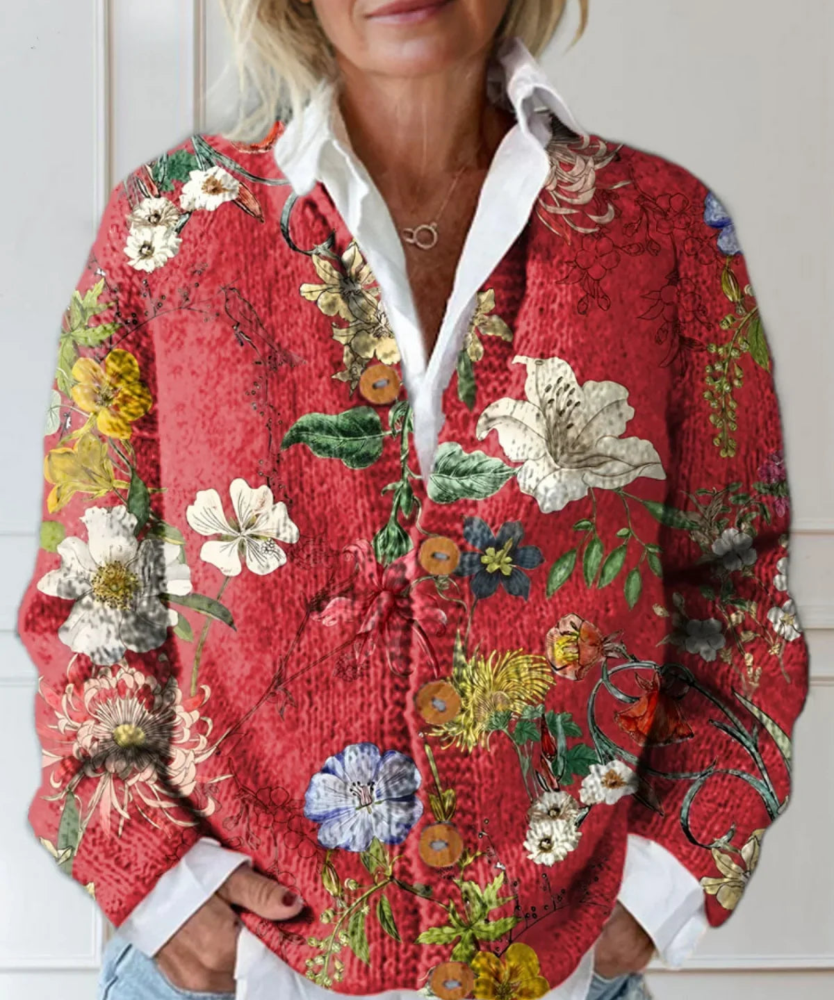 Tessa — Vintage Floral Knit Cardigan