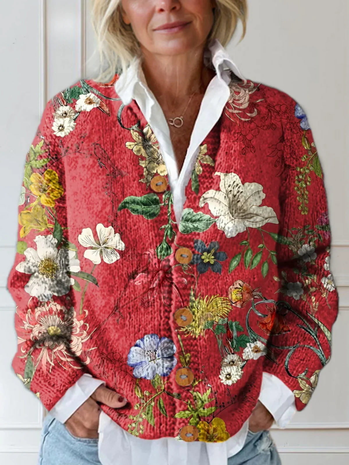 Tessa — Vintage Floral Knit Cardigan