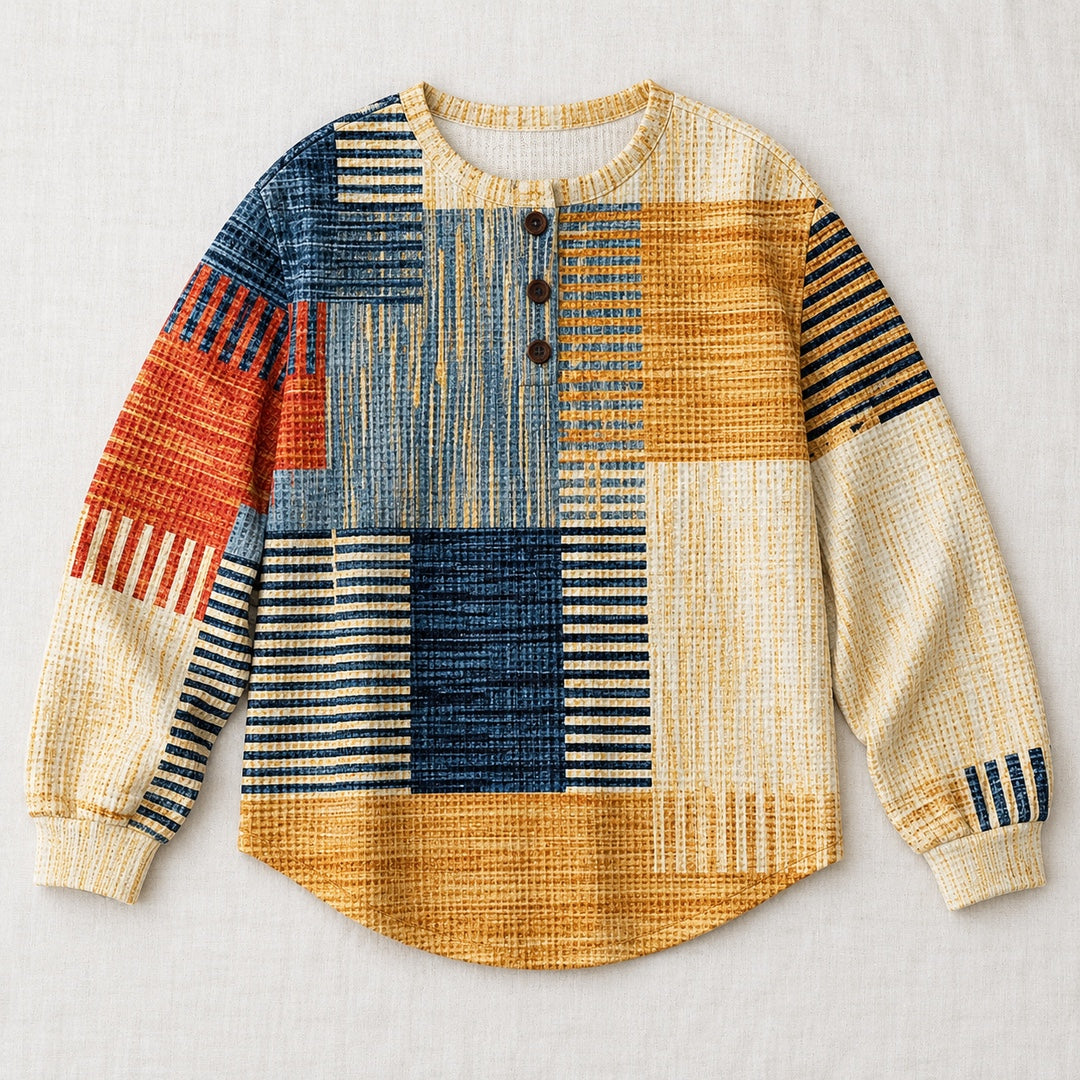 Thea colorful patchwork sweater