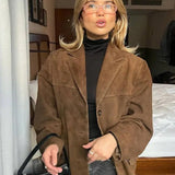 Women's Suede Jacket | Oversized, Long Sleeve