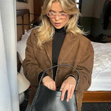 Women's Suede Jacket | Oversized, Long Sleeve