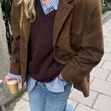 Women's Suede Jacket | Oversized, Long Sleeve