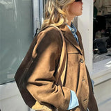Women's Suede Jacket | Oversized, Long Sleeve