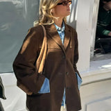 Women's Suede Jacket | Oversized, Long Sleeve