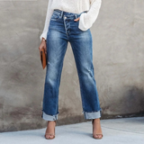 Women's Fall Jeans | Cuffed Hem, High Waisted