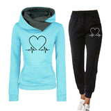 Women’s Tracksuit Set | Heartbeat Print, Hoodie Style