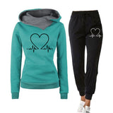 Women’s Tracksuit Set | Heartbeat Print, Hoodie Style